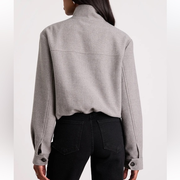 Lulu’s Jinora Light Grey Zip-Front Bomber Jacket Large NWT - Picture 13 of 13